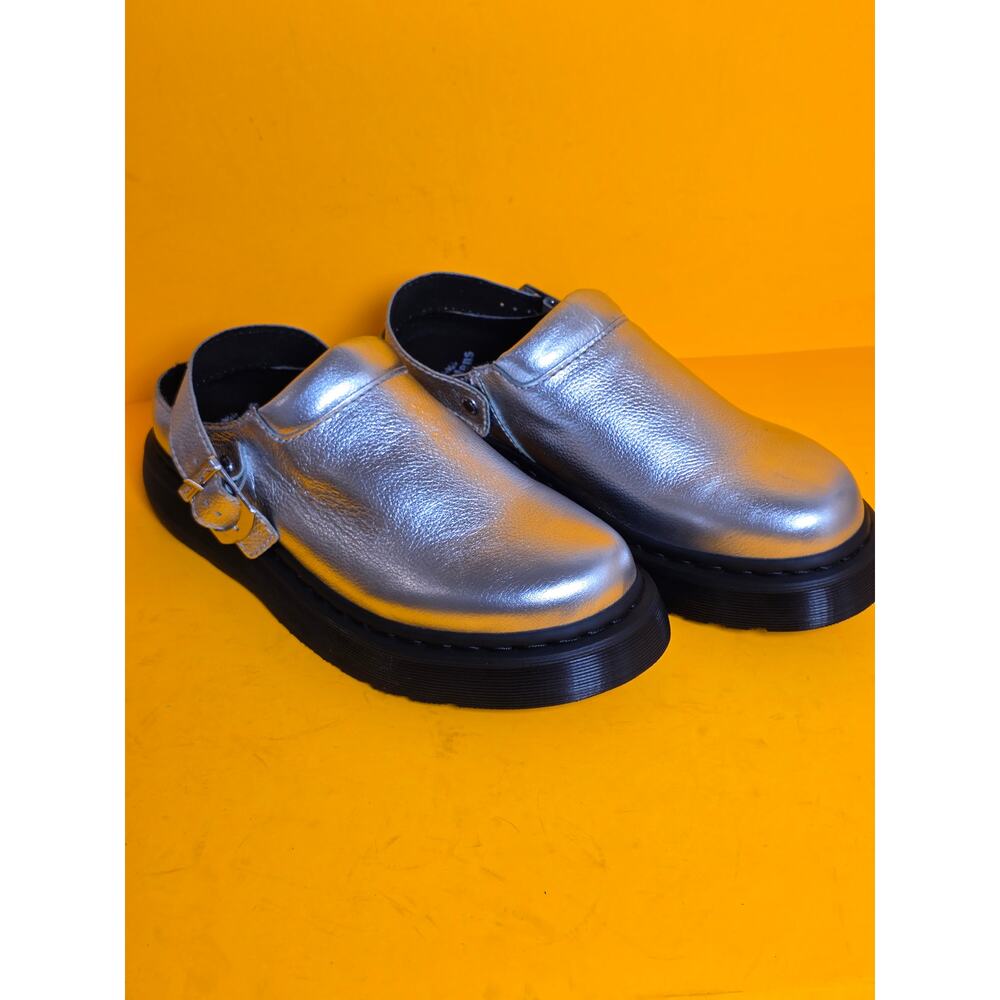Dr Martens Laketen Silver Metallic Leather Slingback Platform Mules sz 11/12 New - Picture 4 of 16